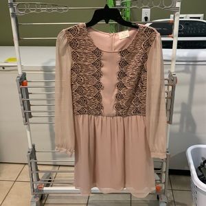 Peachy / mauve color.  Dress size 8